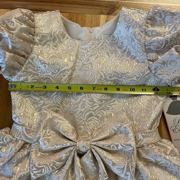 NWT Rare Editions Gold Beige Jacquard Dress, Size 8 - Picture 9 of 11